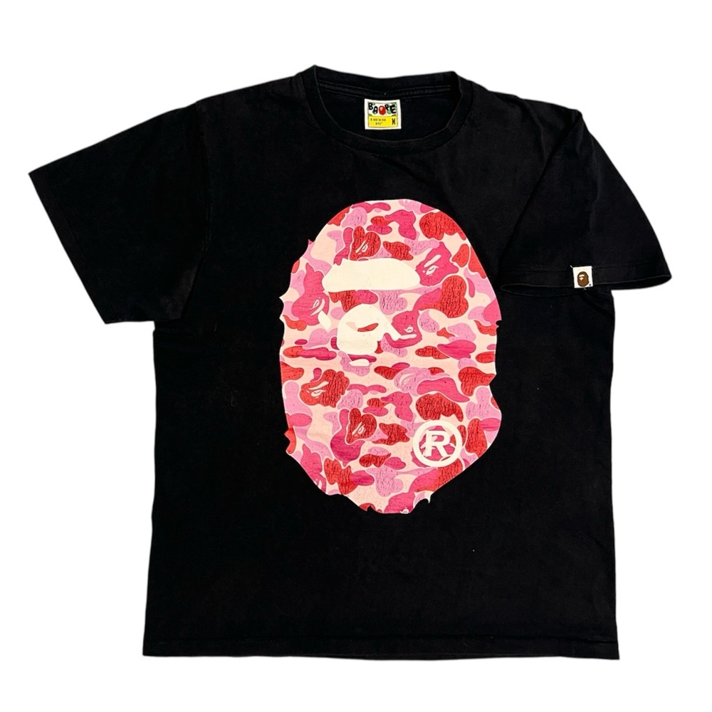 Vintage BAPE Camo T-Shirt - Early NIGO Era Y2K - Black w/ Pink Ape Camouflage